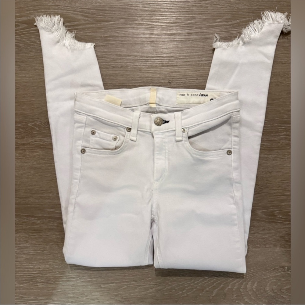 rag & bone White Raw Hem Skinny Ankle Jeans 25 Stretch - Picture 4 of 10